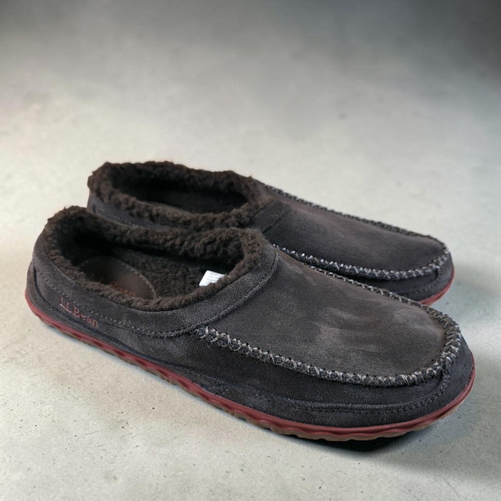 LL Bean Mountain Slippers Mens Size 10 Brown Suede Loafers Slip On Shoes NEW